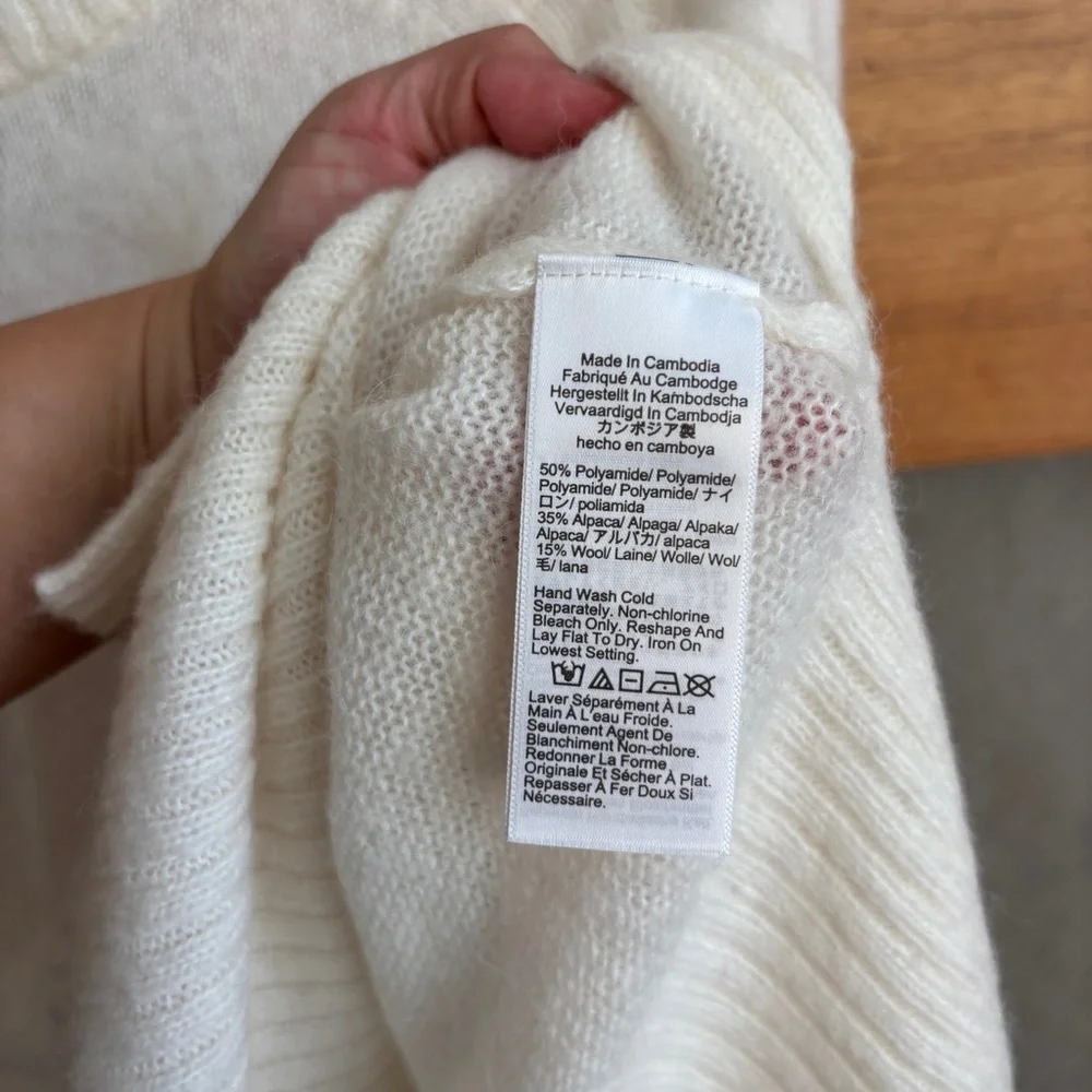 J.Crew High Rib Pullover Sweater in Wool Blend, Size S